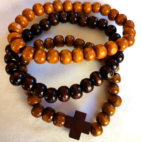 Unbranded Accessories - Brown Wooden Beaded Bracelet Trio NWOT, UNISEX